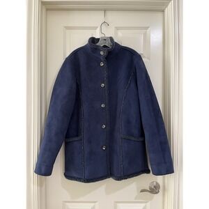 LL BEAN women navy blue coat size L